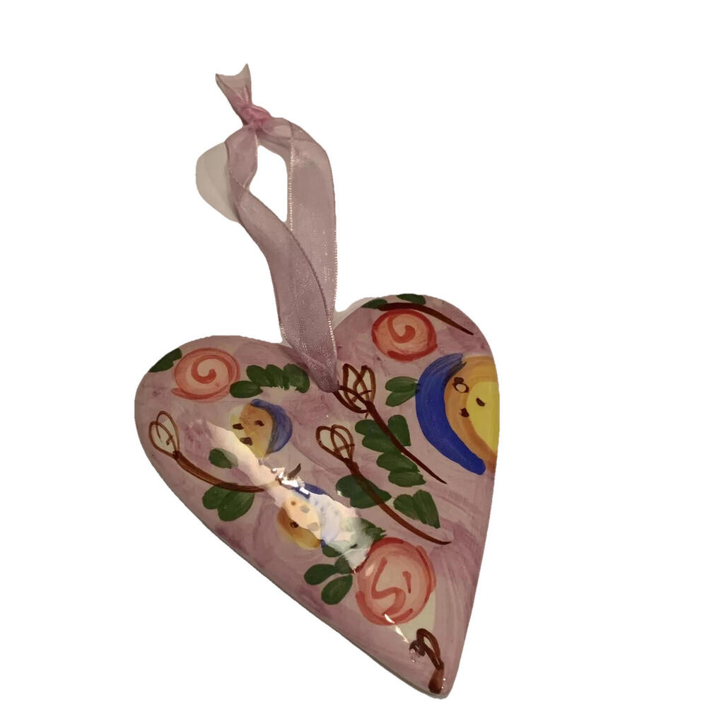 ❤️🎁Pretty Hand Painted Heart Ornament Valentines Day